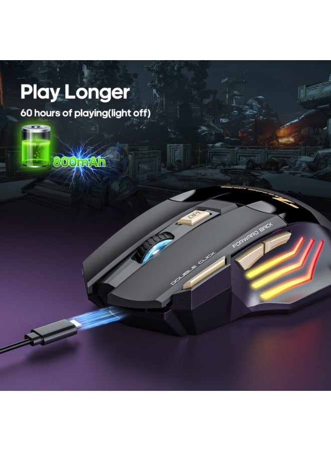 SMART SOURCE Wireless Rechargeable Gaming Mouse 3200 DPI Adjustable RGB | Bluetooth + Wireless 2.4GHz, Silent Click 7D Gaming Mouse with Fire Button | Ergonomic Wireless Mouse for PC Laptop FPS Games - Image 4